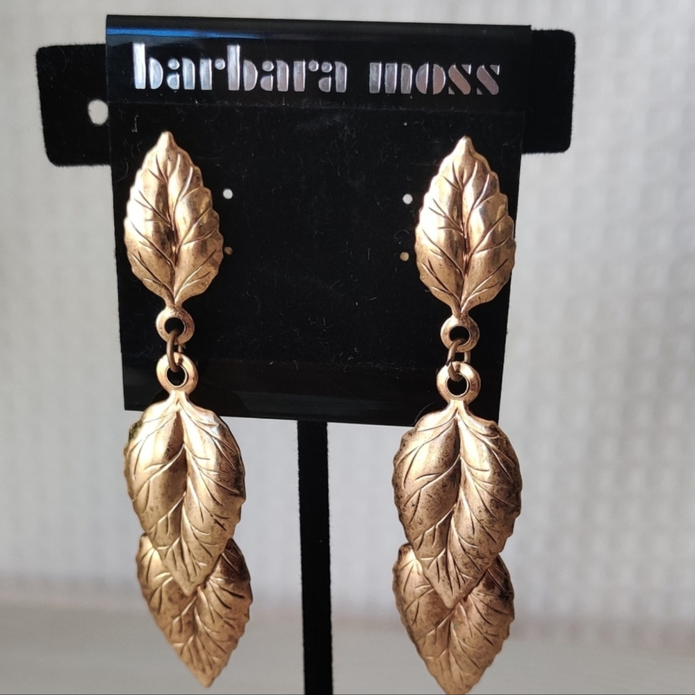 💰Barbara Moss Gold Tone Leaf Fashion Earrings